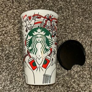 Starbucks 2017 Holiday Ceramic Travel Cup with Lid (12 oz)